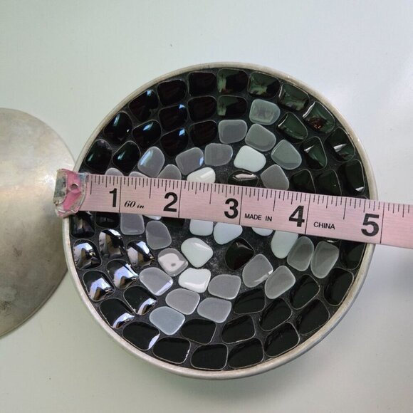 1950's Mid Century Tile Mosaic Aluminum Backed Ashtrays Lot Of 2 5"x1" - Picture 5 of 6